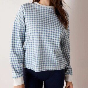 Miiyu Fleece underside terry lounge sweatshirt 100% organic cotton Blue White